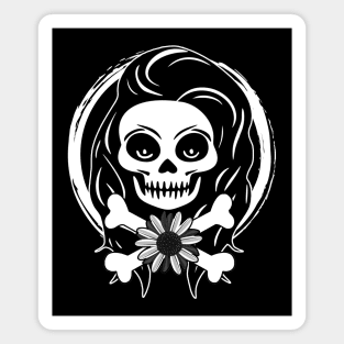 Florist Skull and Flower White Logo Magnet